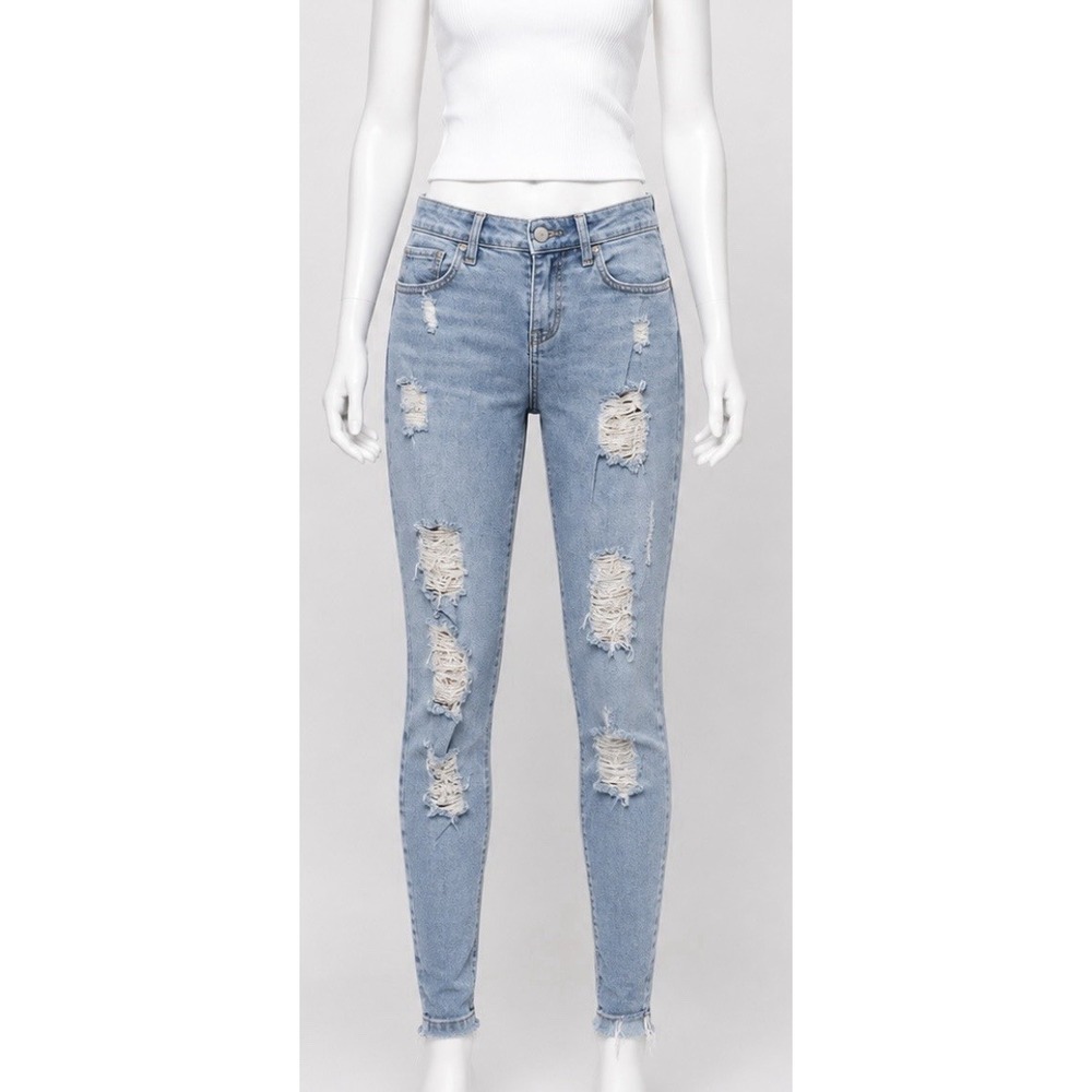 HOLLISTER ABERCROMBIE Women's Distressed Skinny Denim Jeans 3R 26W 26L Y2K Cute!